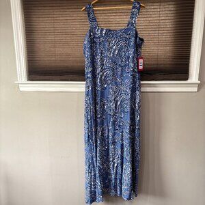 Vince Camuto Women's Paisley Square-Neck Smocked-Back Maxi Dress SZ XL